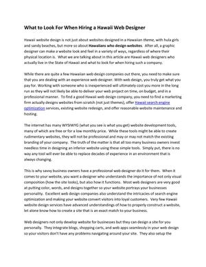 What to Look For When Hiring a Hawaii Web Designer