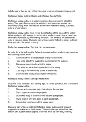 Calameo Reflective Essay Outline Useful And Effective Tips To Write