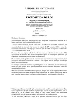 PPL 376 Lionnel LUCA majorer taux impositions des benefices des compagnies pétrolieres