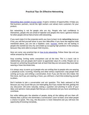 Practical Tips On Effective Networking