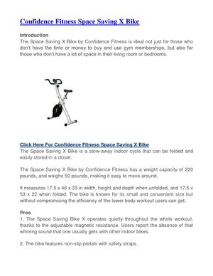Confidence Fitness Space Saving X Bike