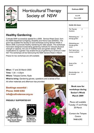 March 2009 Horticultural Therapy Society of New South Wales Newsletter