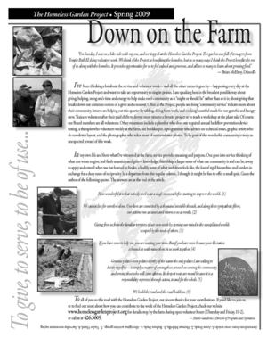 Spring 2009 Homeless Garden Project Newsletter