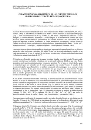 CARACTERIZACIÓN GEOQUÍMICA DE LAS FUENTES TERMALES ALREDEDOR DEL VOLCÁN TICSANI  MOQUEGUA