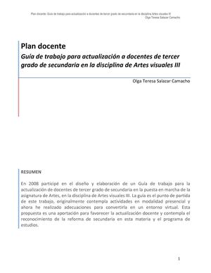 Guía de trabajo para actualización a docentes de tercer grado de secundaria en la disciplina de Artes visuales III