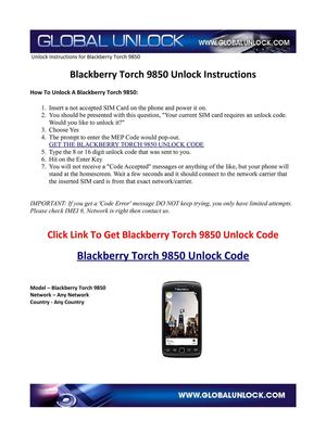Step By Step Blackberry Torch 9850 Unlock