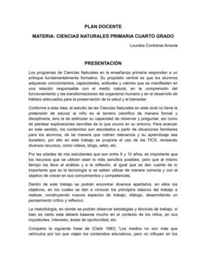 Plan docente en la materia de Ciencias Naturales