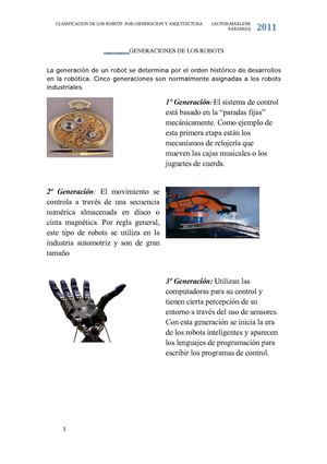 Generación y arquitectura de los robots 