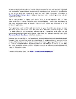 Avail Appliance Repair Canyon Lake to Mend Any Appliance