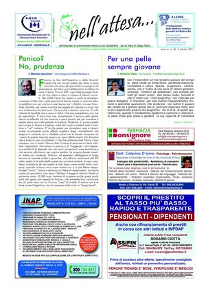 Newletter N°36 del 03 Ottobre del Settimanale NELLATTESA.it - ANIO Onlus