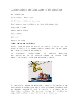 Clasificacion de los robots