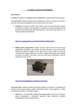 Clasificacion de los Robots