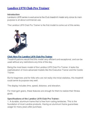 Landice L970 Club Pro Trainer