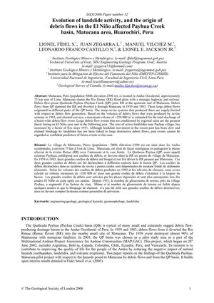 Evolution of landslide activity, and the origin of debris flows in the El Niño affected Payhua Creek basin, Matucana area, Huarochiri, Peru