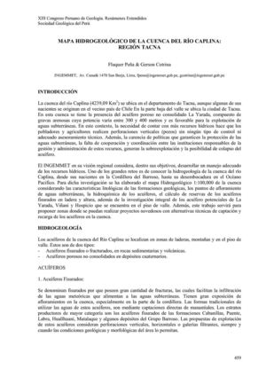 MAPA HIDROGEOLÓGICO DE LA CUENCA DEL RÍO CAPLINA REGIÓN TACNA