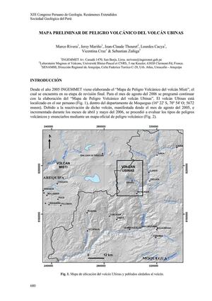 MAPA PRELIMINAR DE PELIGRO VOLCÁNICO DEL VOLCÁN UBINAS