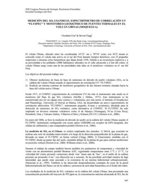 MEDICIÓN DEL SO2 USANDO EL ESPECTRÓMETRO DE CORRELACIÓN UV  FLYSPEC Y MONITOREO GEOQUÍMICO DE FUENTES TERMALES EN EL VOLCÁN UBINAS (MOQUEGUA)