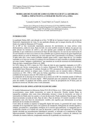 MODELADO DE FLUJOS DE LODO USANDO FLO_2D EN LA QUEBRADA PAIHUA IMPACTO EN LA CIUDAD DE MATUCANA, LIMA