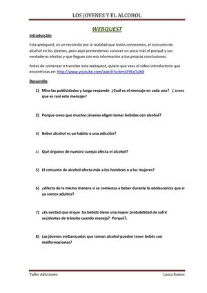 WEBQUEST LOS JOVENES Y EL ALCOHOL
