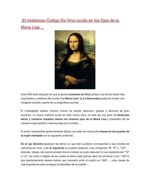 El misterioso Codigo Da Vinci oculto en los Ojos de la Mona Lisa