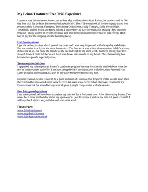 My Leimo Treatment Free Trial Experience