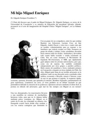 Enríquez Froedden, Edgardo - Mi hijo Miguel Enríquez 