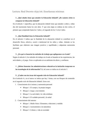 Real decreto 1630/06. Enseñanzas mínimas