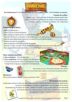Règles jeu de société Panique dans la ruche de Marcel Friboulet