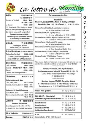 Lettre de Romilly-sur-Andelle - Octobre 2011