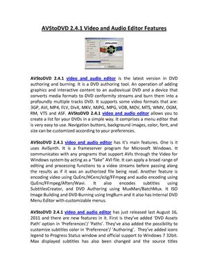 AVStoDVD 2.4.1 Video and Audio Editor