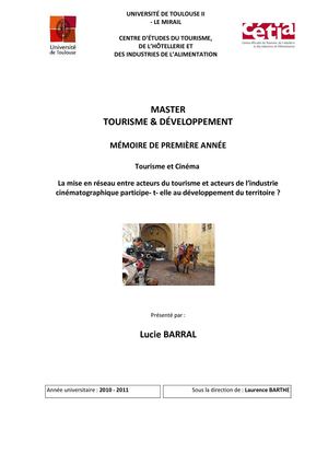 mémoire : Tourisme et Cinéma