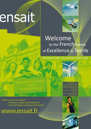 Brochure de l'Ecole Nationale des Arts et Industries Textiles (ENSAIT) en anglais