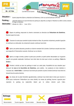 Circuit randonnée pédestre n° 7 - PR - Guéret - Chabrières