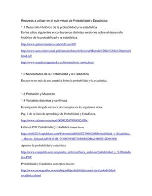 Recursos a utilizar en el aula virtual de probabilidad y Estadística