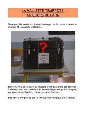 La mallette Temp'pots en cours de latin - octobre 2011