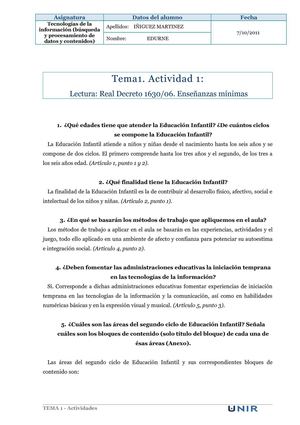 Real Decreto 1630/06. Enseñanzas mínimas