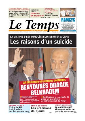 Le Temps d'Algérie Edition du Dimanche 09 Octobre 2011