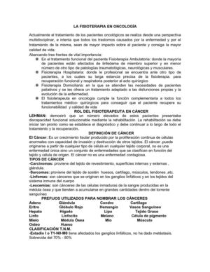 LA FISIOTERAPIA EN ONCOLOGÍA