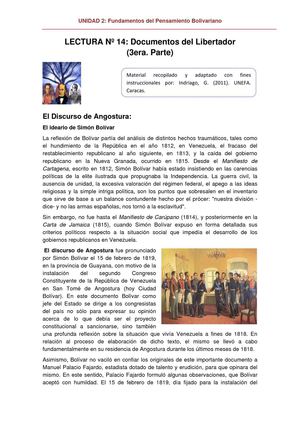 Documentos del Libertador (3era. Parte)