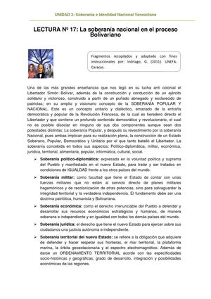 La soberanía nacional en el proceso Bolivariano