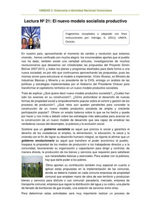 El nuevo modelo socialista productivo