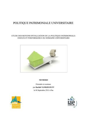 Etude des moyens d'evaluation de la politique patrimoniale