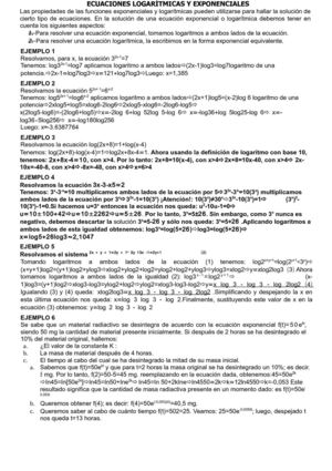 Ecuaciones logarítmicas y exponenciales