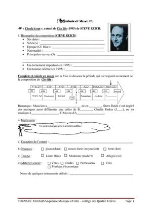 Musique et ville - niveau troisième