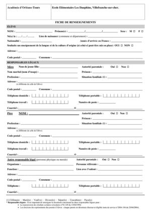 Fiche de renseignement