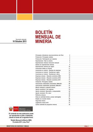 BOLETÍN MENSUAL DE MINERÍA - OCTUBRE 2011