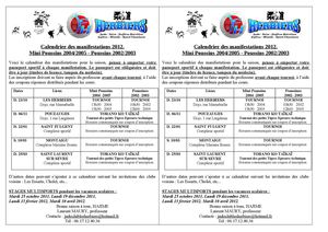 Calendrier 2012 des manifestations pour les 6-9 ans