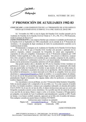 Carta a 1º Promoción de Guardias Civiles Auxiliares