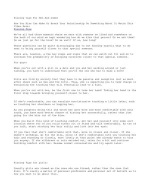 Kissing Tips For Men And women