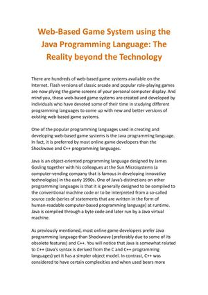 Web-Based Game System using the Java Programming Language: The Reality beyond the Technology